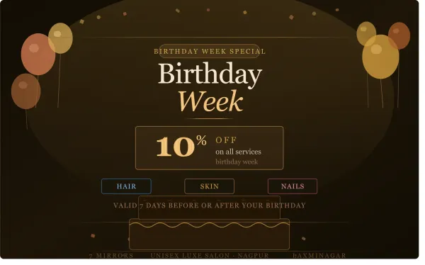 Birthday Week Special Offer in Nagpur – 10% Off Hair, Skin & Nails at 7 Mirrors (2026)
