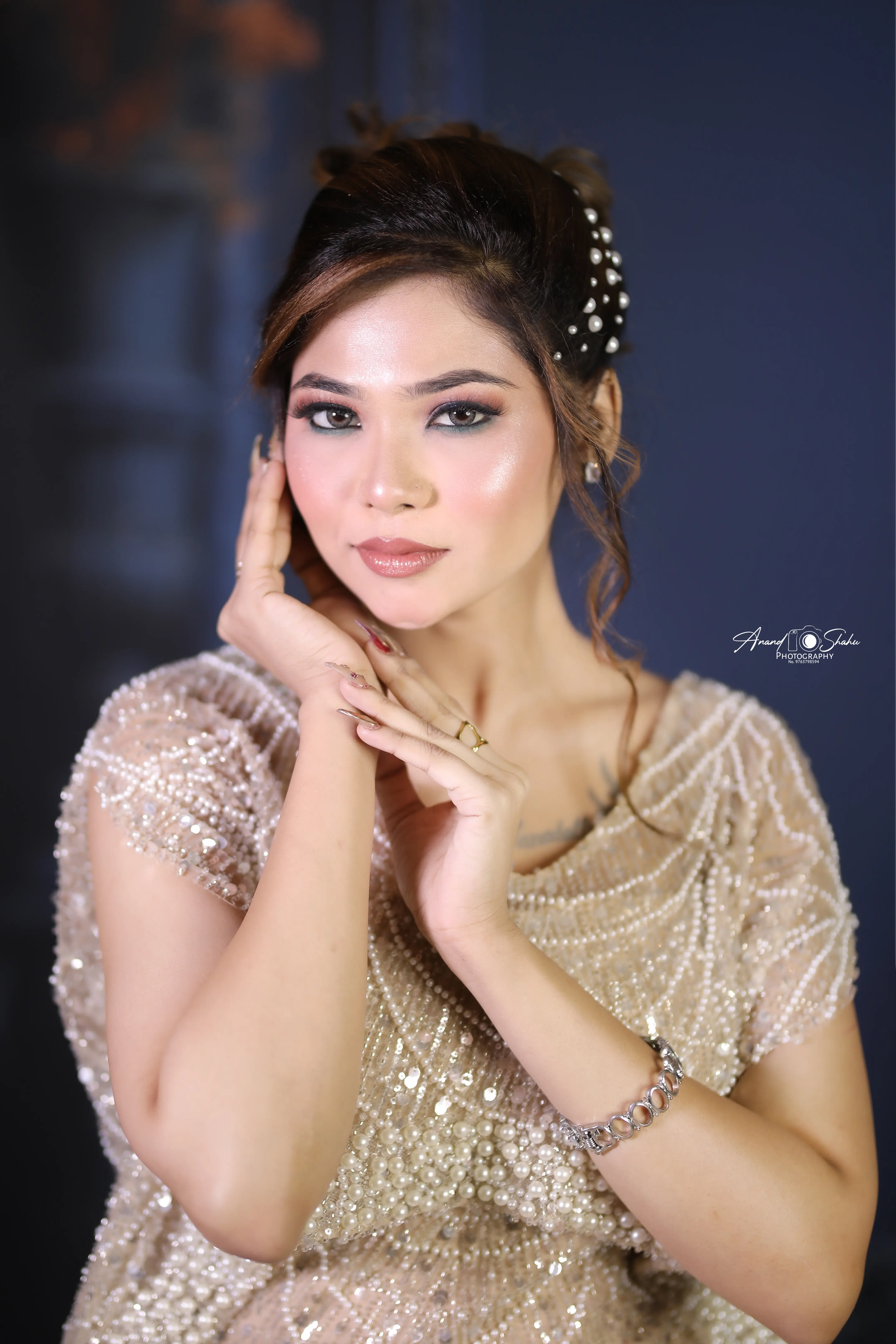 Professional party makeup with bold lips at 7 Mirrors Salon Nagpur