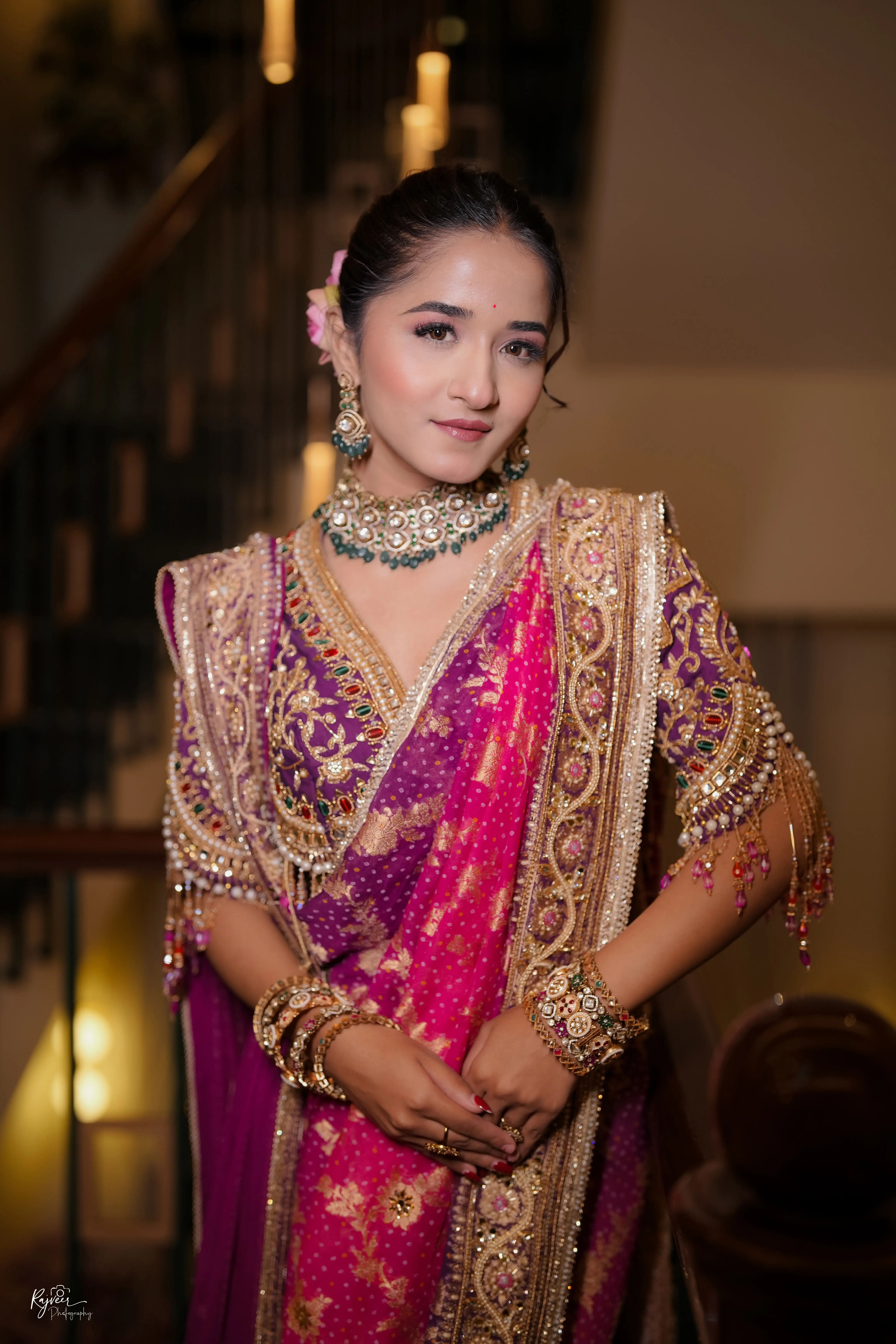 Traditional bridal makeup with red lehenga by 7 Mirrors Nagpur