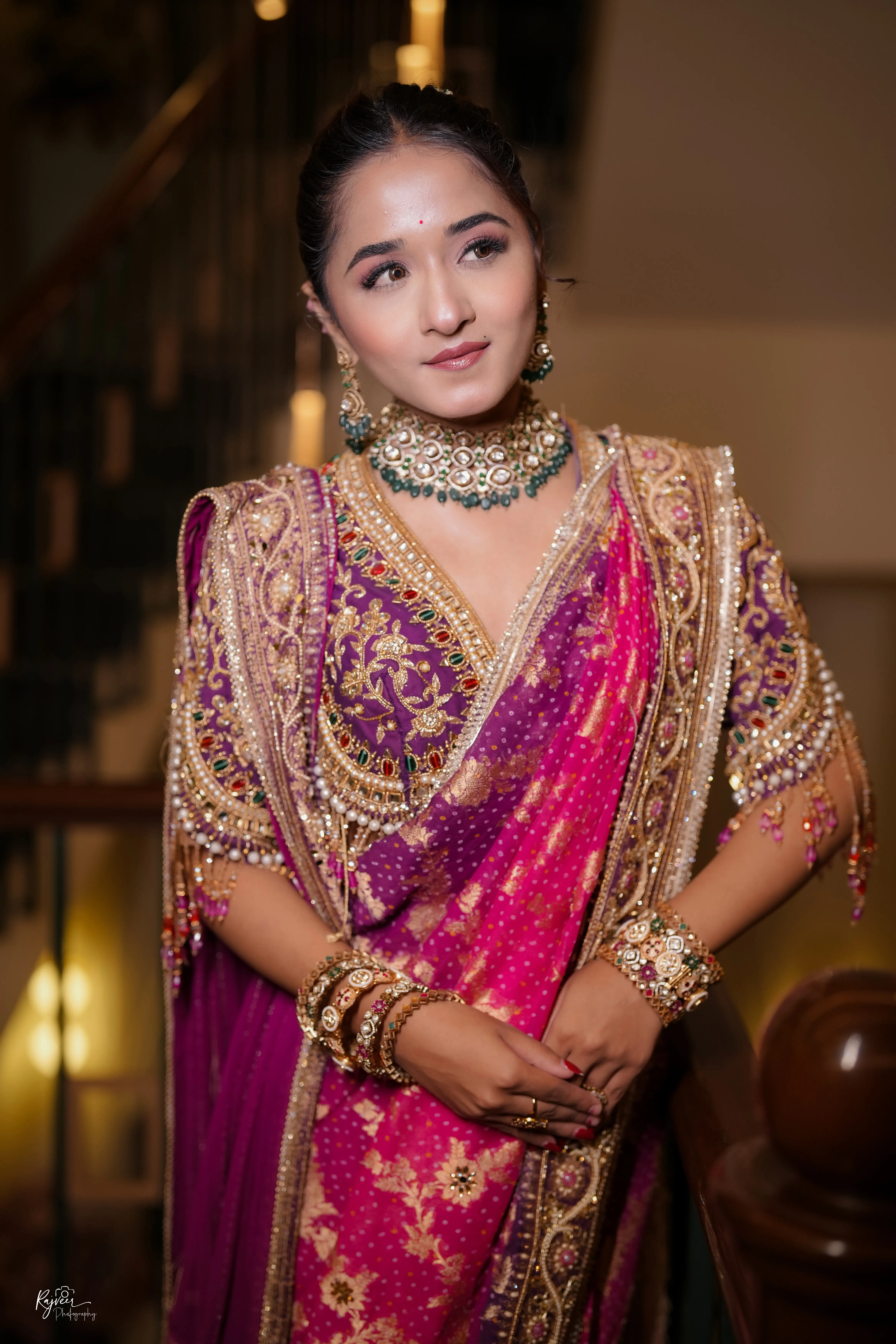 Contemporary bridal makeup with sleek hairstyle in Nagpur