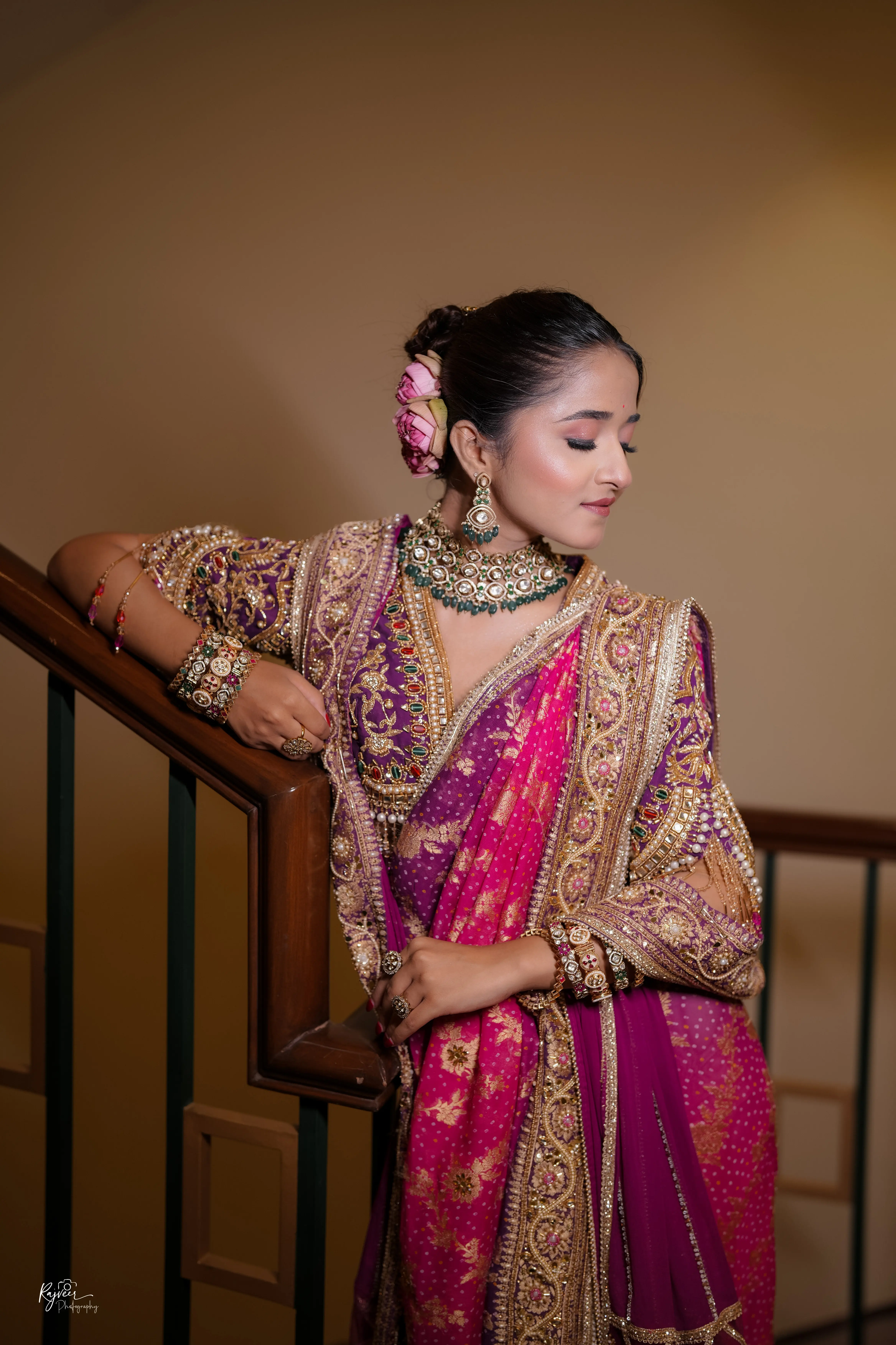 Elegant bridal makeup with hair accessories in Nagpur