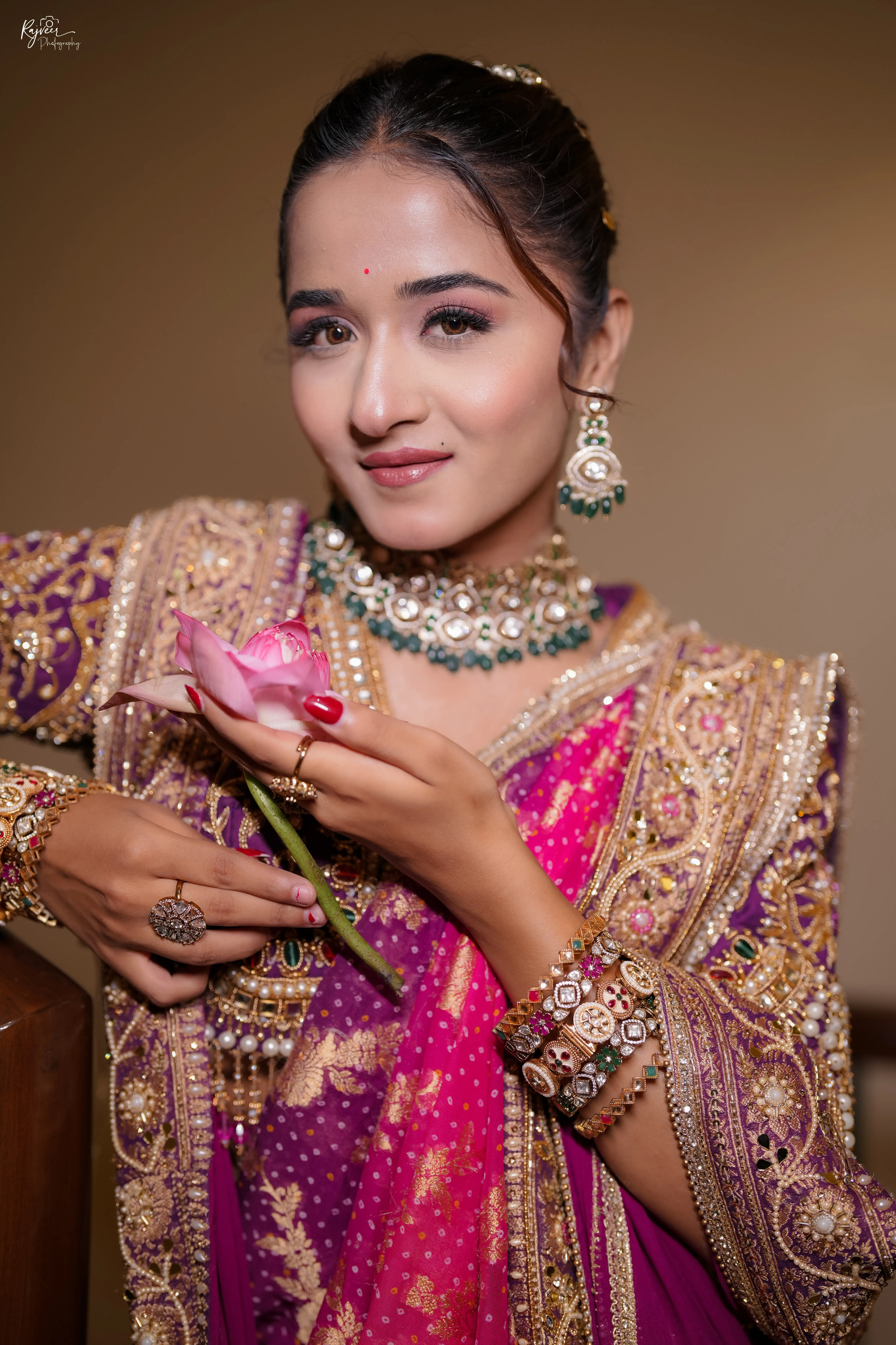 Classic bridal makeup with traditional jewelry in Nagpur